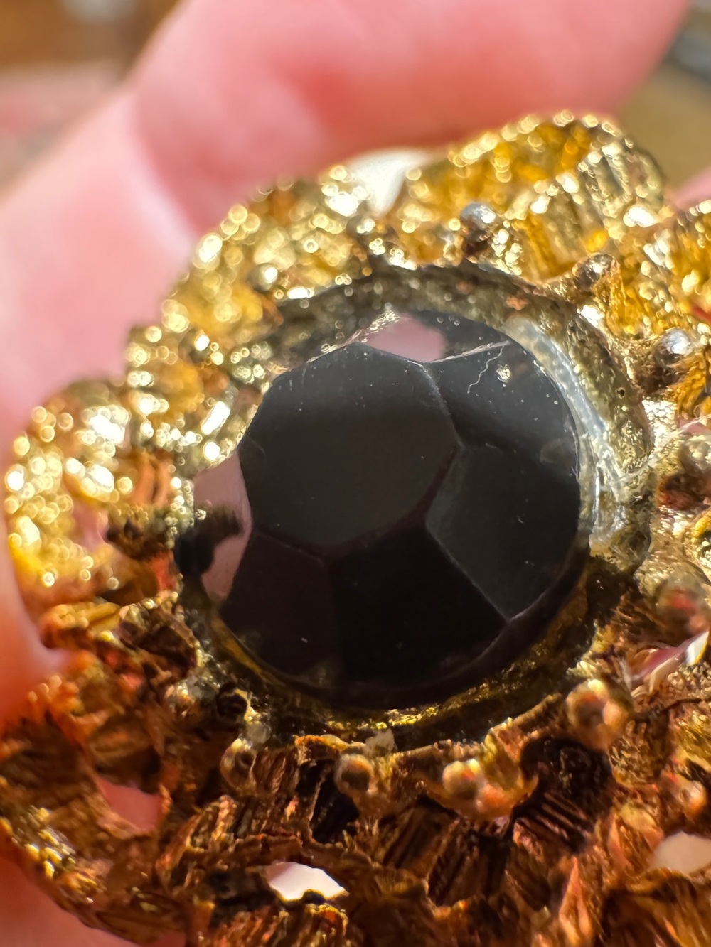 Vintage RARE Graziano Gold-Tone Drop Hoop Earrings with Amber and Black Crystals - Picture 9 of 11
